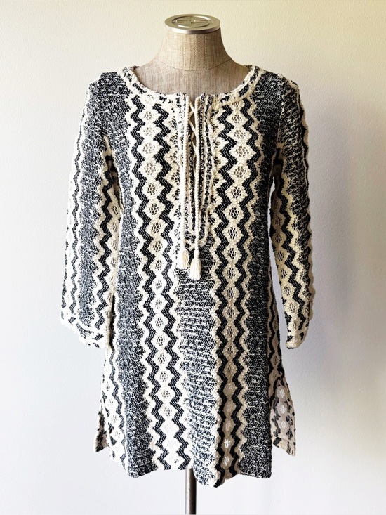 Calypso St. Barth Dresses & Skirts - Calypso St. Barth Black and White Zigzag Crochet Minidress